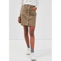 Jupe droite boutonnée en jean