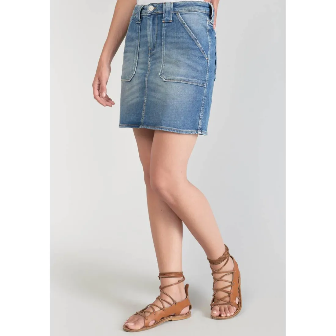Jupe droite en jeans CARY bleu