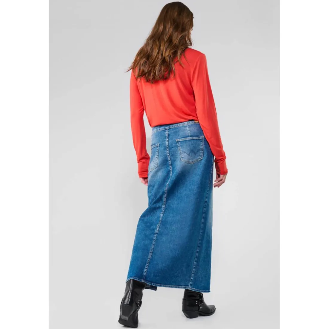 Jupe droite en jeans RAPHI bleu Elle