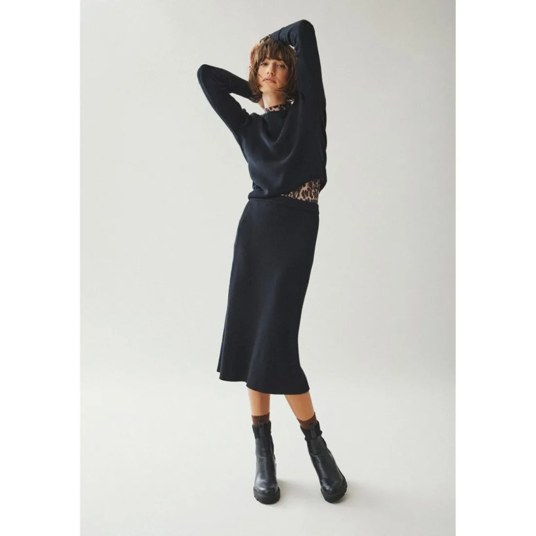Jupe en maille noir Kai