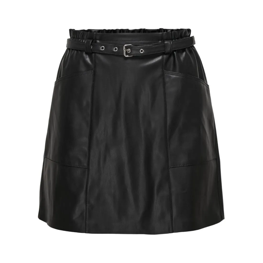 Jupe en simili-cuir noir Vera