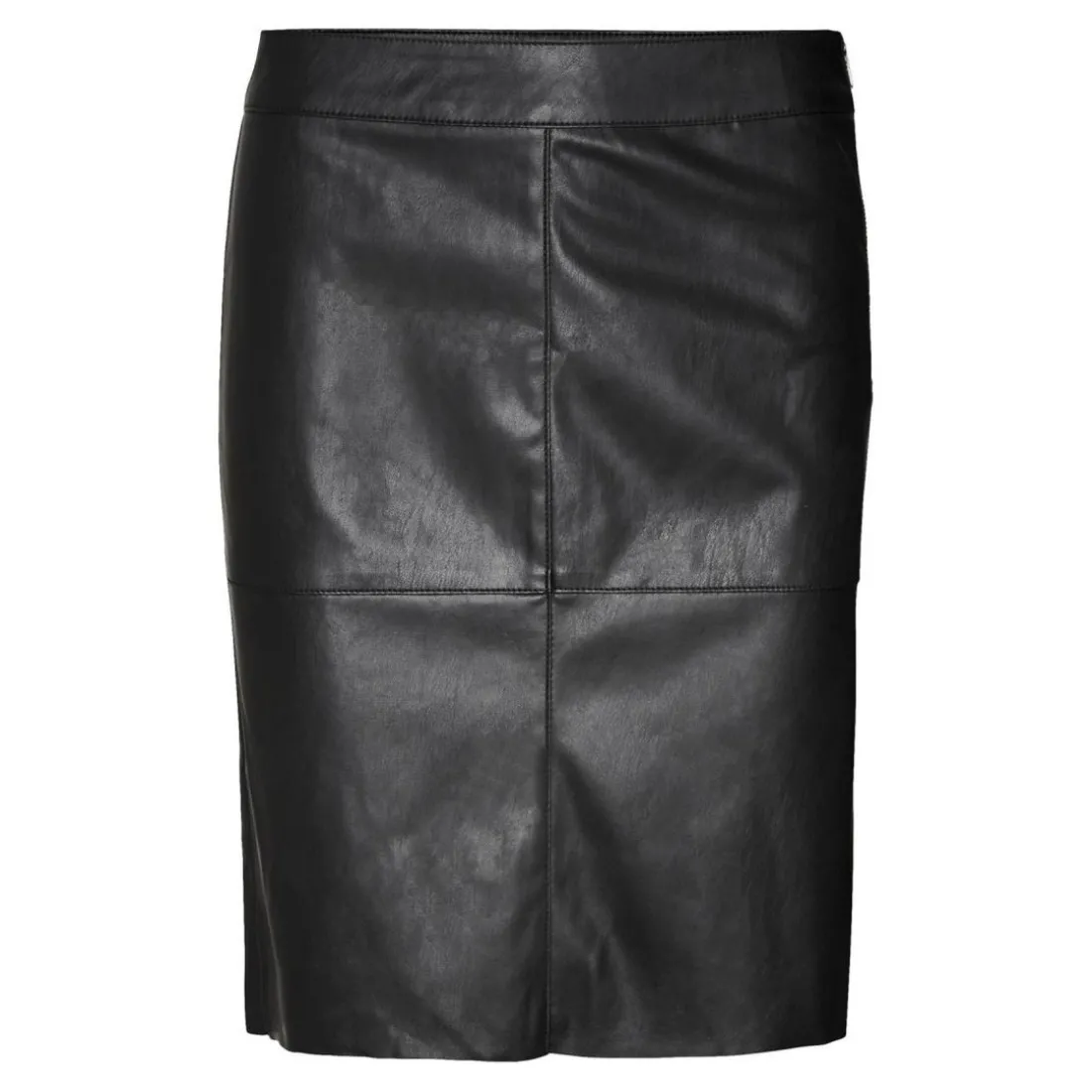 Jupe en simili-cuir Taille haute Au-dessus du genou noir