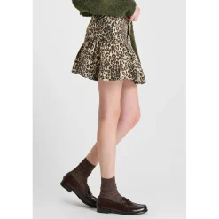 Jupe evasée, patineuse en jeans marron Kali