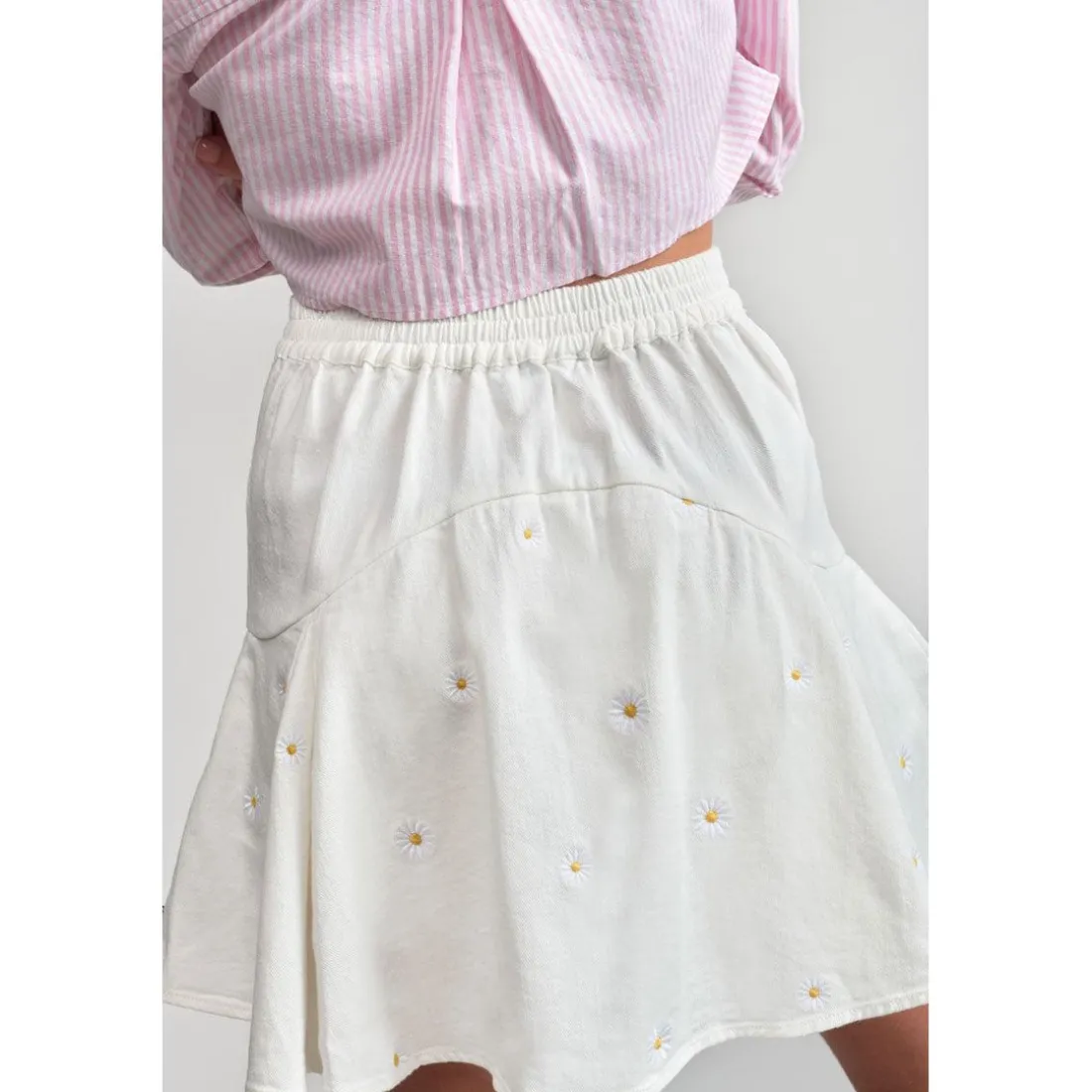 Jupe fille, evasée, patineuse SHELAGI blanc en coton