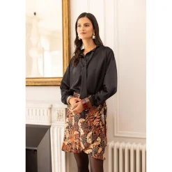 Jupe imprimée palme Laly en viscose