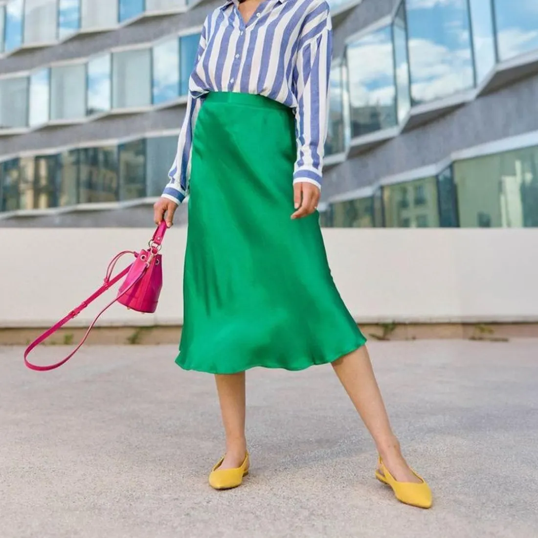 Jupe JILL vert en viscose