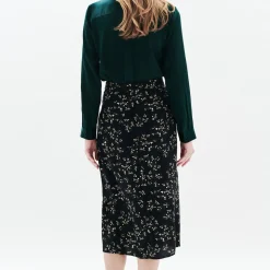 Jupe longue femme noire en viscose