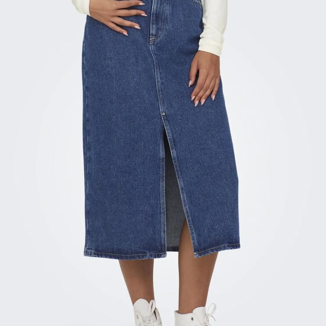 Jupe mi longue en jean Bianca bleu Hazel