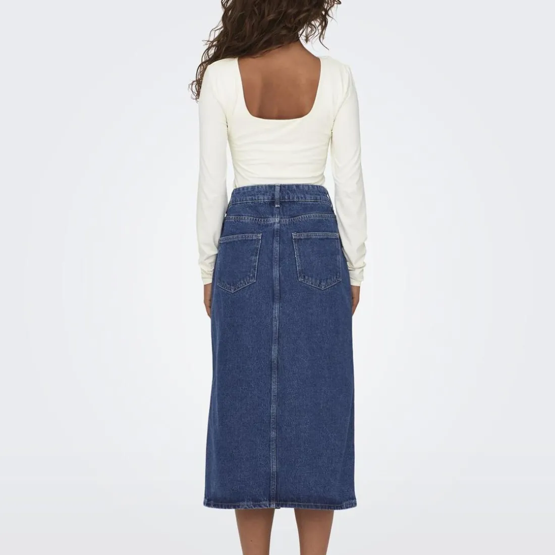Jupe mi longue en jean Bianca bleu Hazel