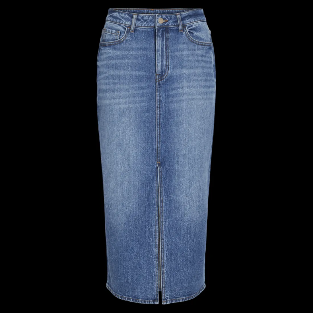 Jupe midi en denim bleu moyen