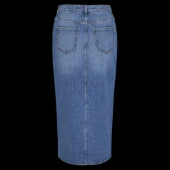 Jupe midi en denim bleu moyen