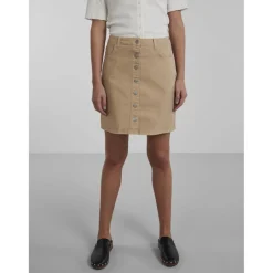 Jupe midi marron en coton