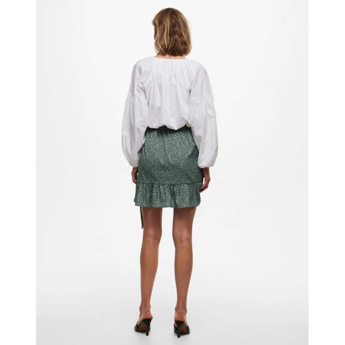 Jupe portefeuille Imprimé all over Cache-cœur, Volants Longueur mini vert Gail