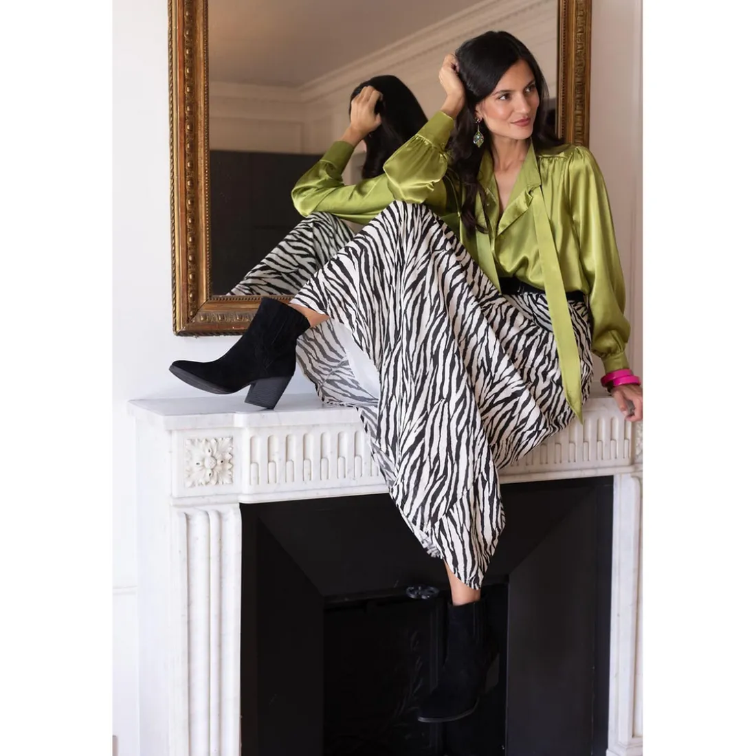 Jupe print zèbre Naomie multicolore en viscose