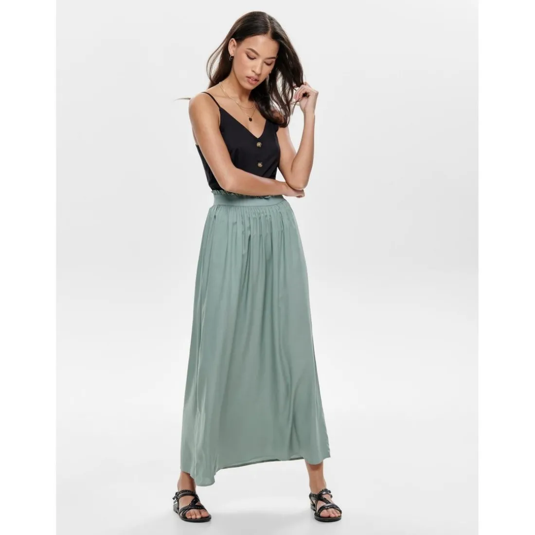Jupe verte en viscose