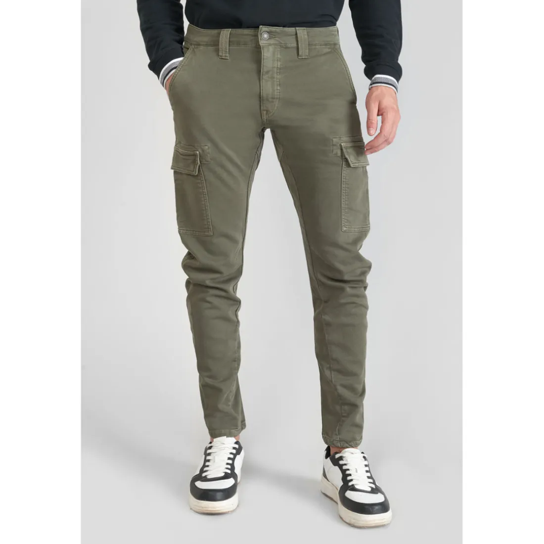 Koge Army Jogg tapered arqué kaki vert en coton Seth
