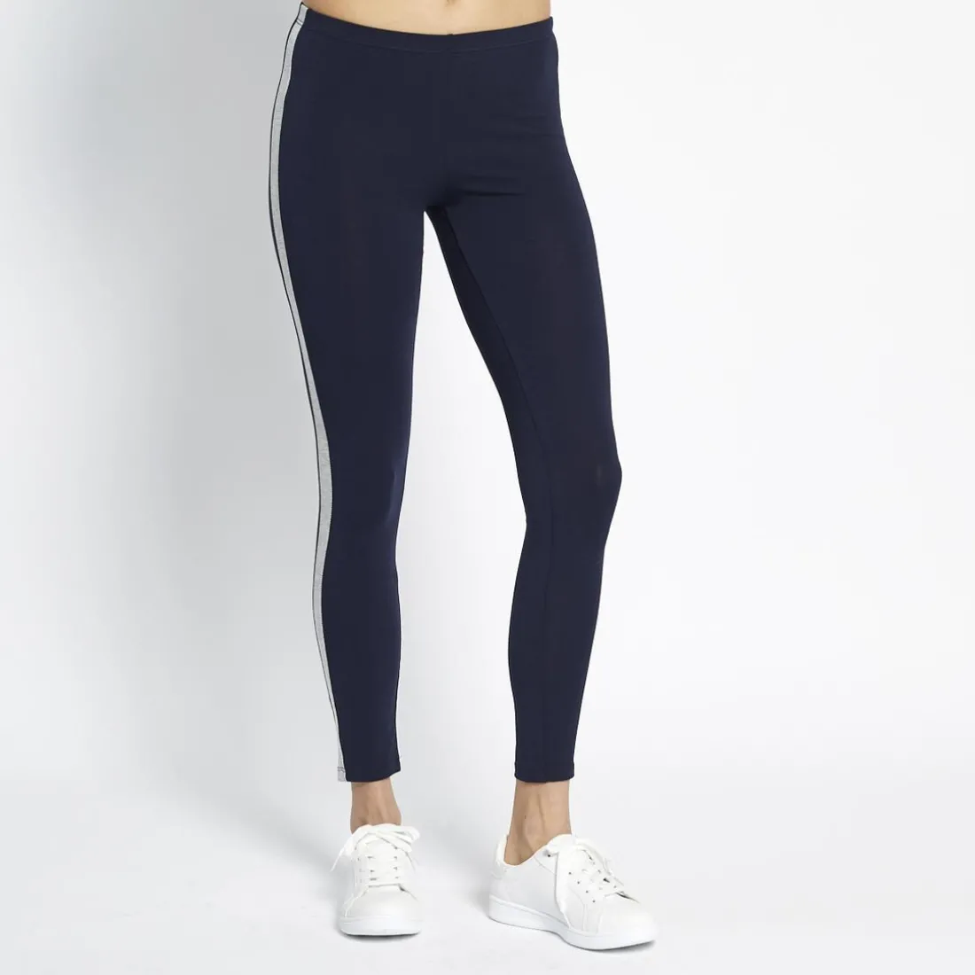 Legging à bandes Noa en coton bleu marine