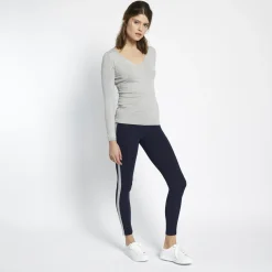 Legging à bandes Noa en coton bleu marine