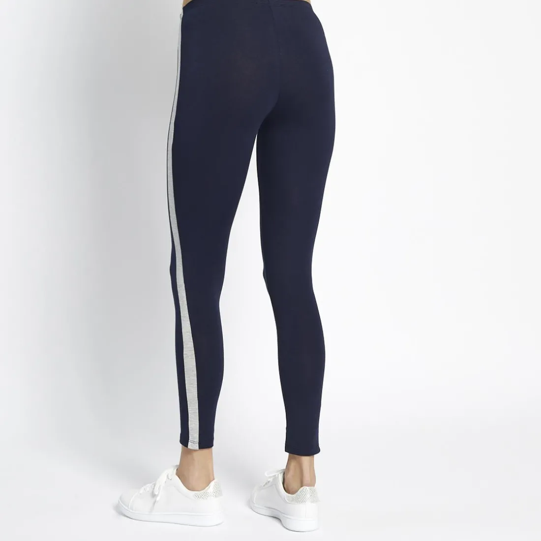 Legging à bandes Noa en coton bleu marine