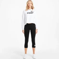 Legging 3/4 femme W ESS 3/4 LOGO noir en coton