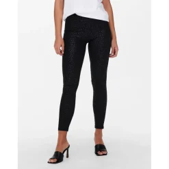 Leggings Imprimé all over Ceinture élastiquée noir en coton Isa