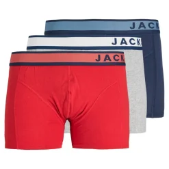Lot de 3 Boxer en Coton - Gris, Bleu, Rouge - Trunks Wes