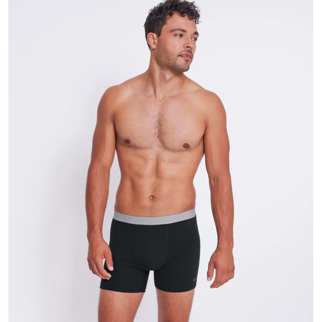 Lot de 2 boxer long homme noir en coton blanc