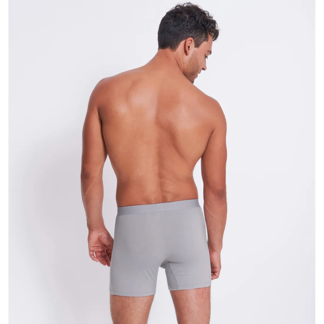 Lot de 2 boxer long homme gris platine en coton