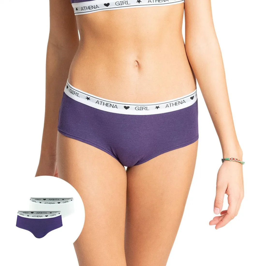Lot de 2 boxers fille Coton Ultra Doux violet