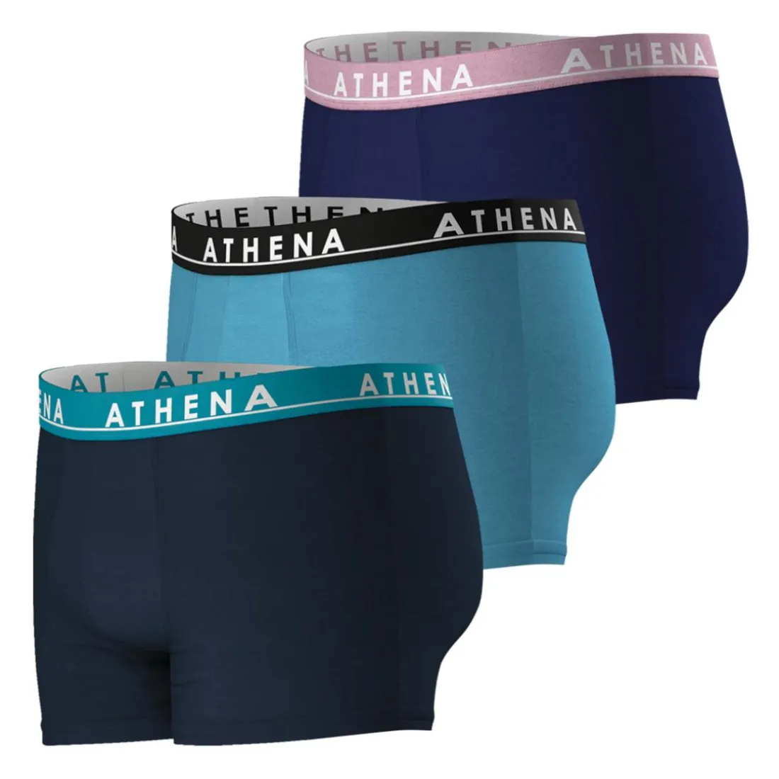 Lot de 3 boxers homme Easy Color Athena bleu en coton