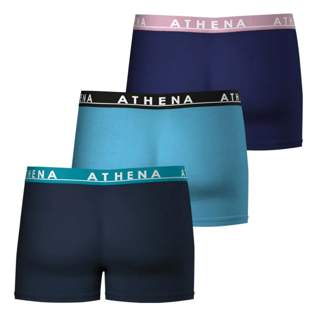 Lot de 3 boxers homme Easy Color Athena bleu en coton