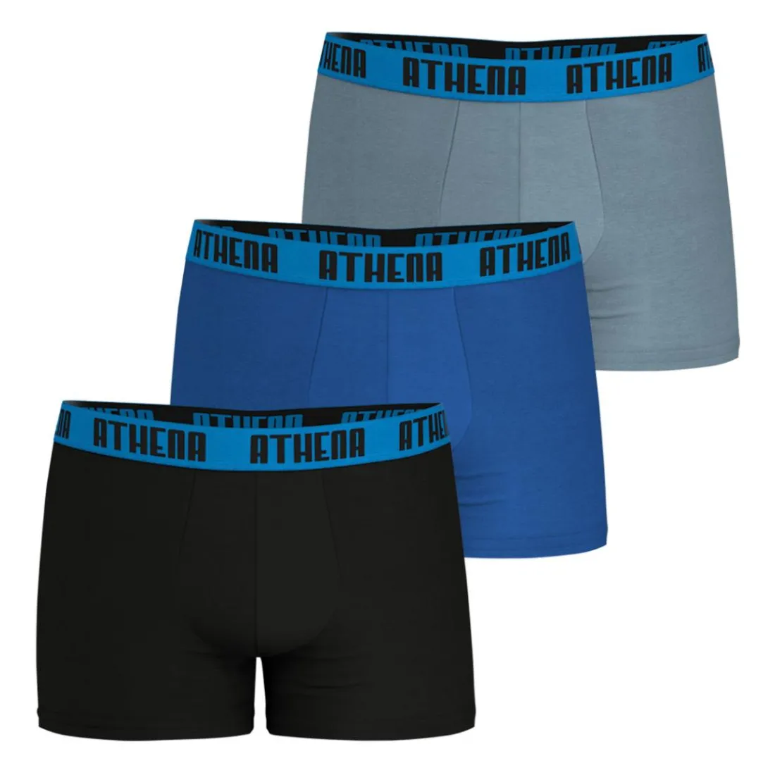 Lot de 3 boxers homme Ecopack Athena bleu en coton
