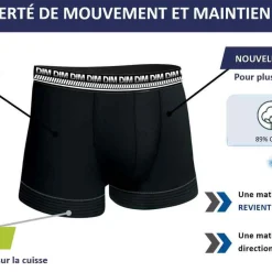 Lot de 2 Boxers Noir - 3D FLEX STAY AND FIT X2 Dim Homme en coton