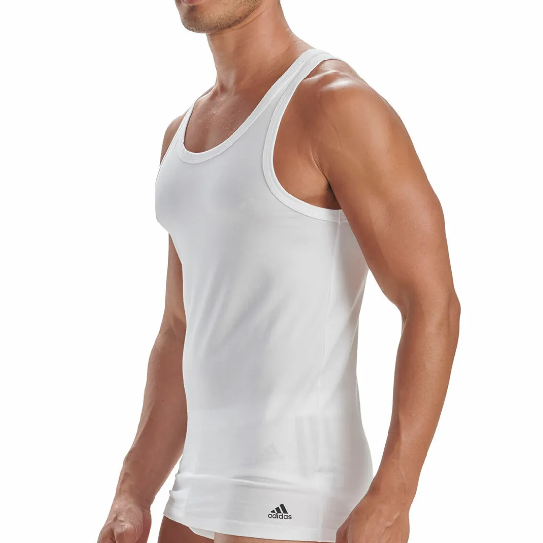 Lot de 2 débardeurs homme Active Flex Coton 3 Stripes Adidas blanc