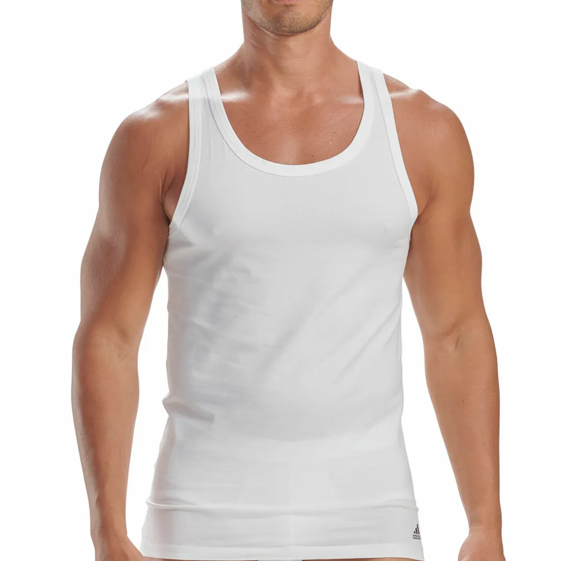 Lot de 2 débardeurs homme Active Flex Coton 3 Stripes Adidas blanc