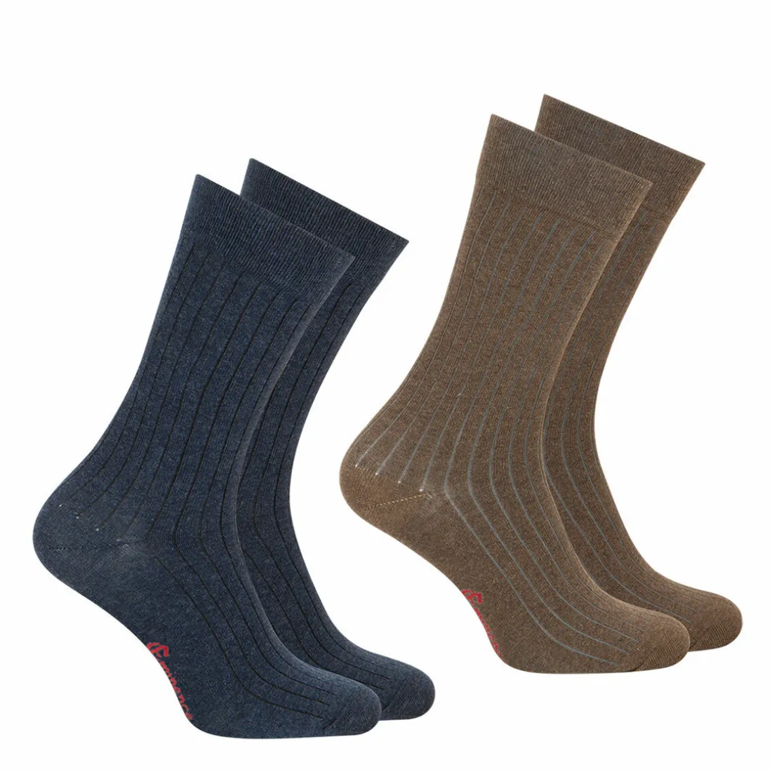 Lot de 2 paires de chaussettes mi-hautes en Coton Peigné bleu Fait en France pour homme