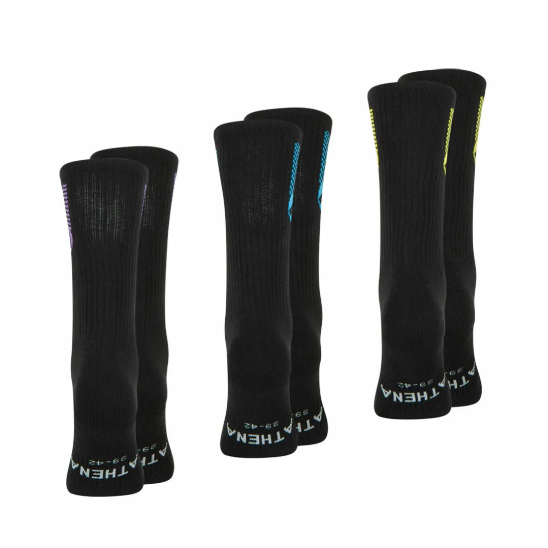 Lot de 3 paires de chaussettes mi-hautes Training Dry noir en coton pour homme