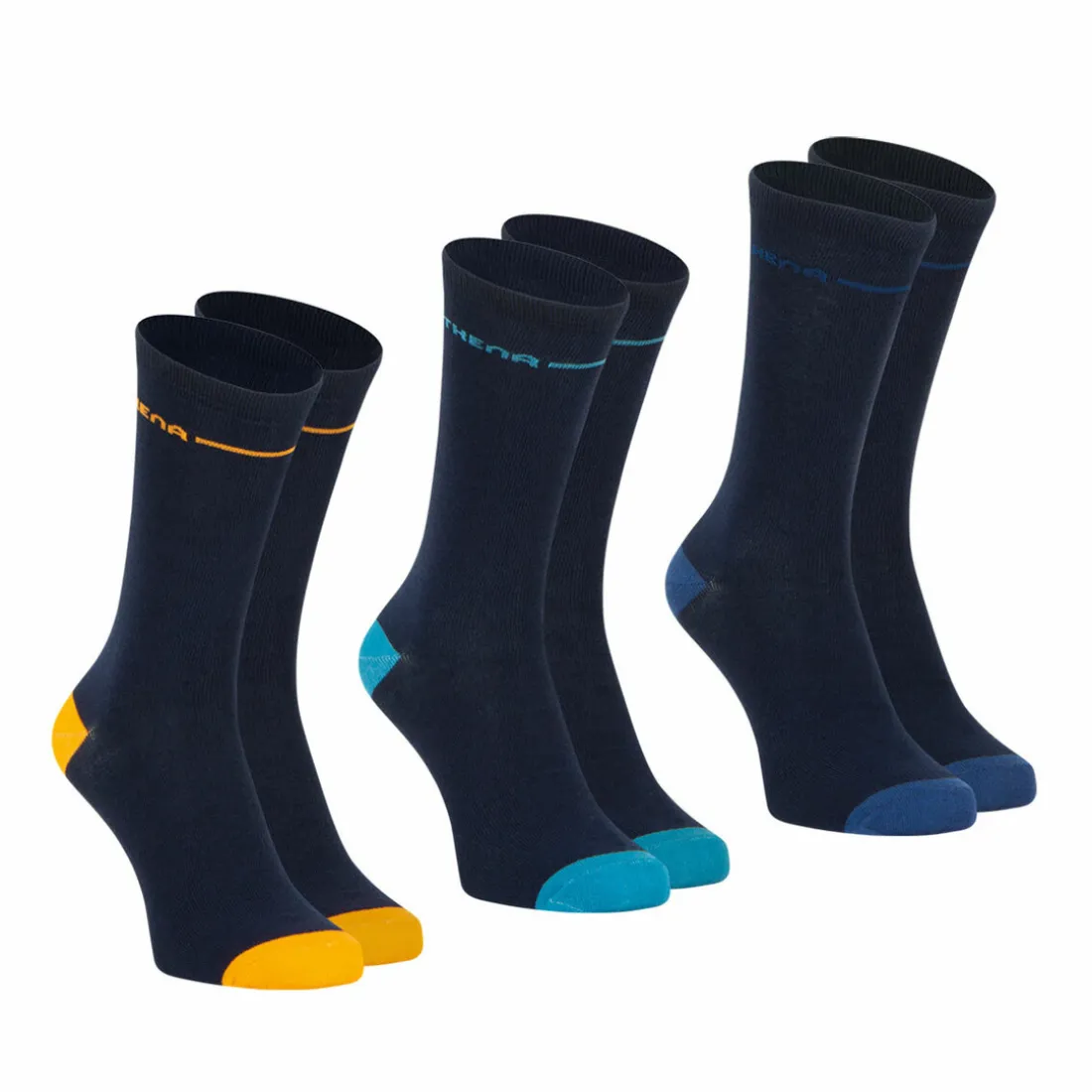 Lot de 3 paires de chaussettes mi-hautes homme Easy Color bleu en coton