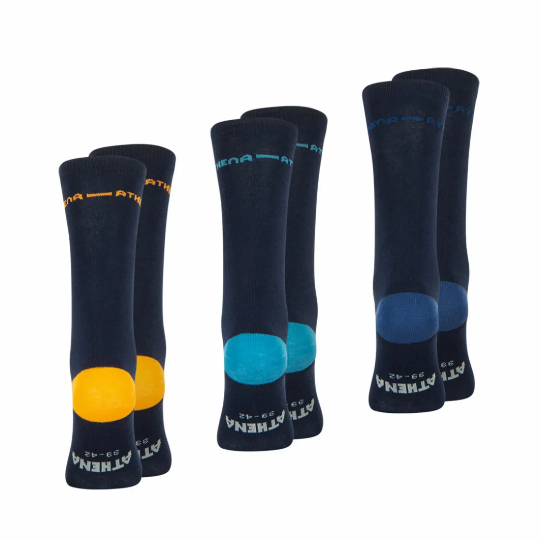 Lot de 3 paires de chaussettes mi-hautes homme Easy Color bleu en coton