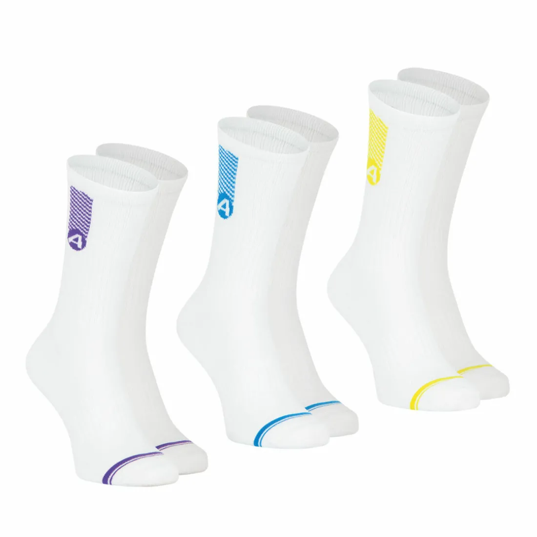 Lot de 3 paires de chaussettes mi-hautes Training Dry blanc en coton pour homme