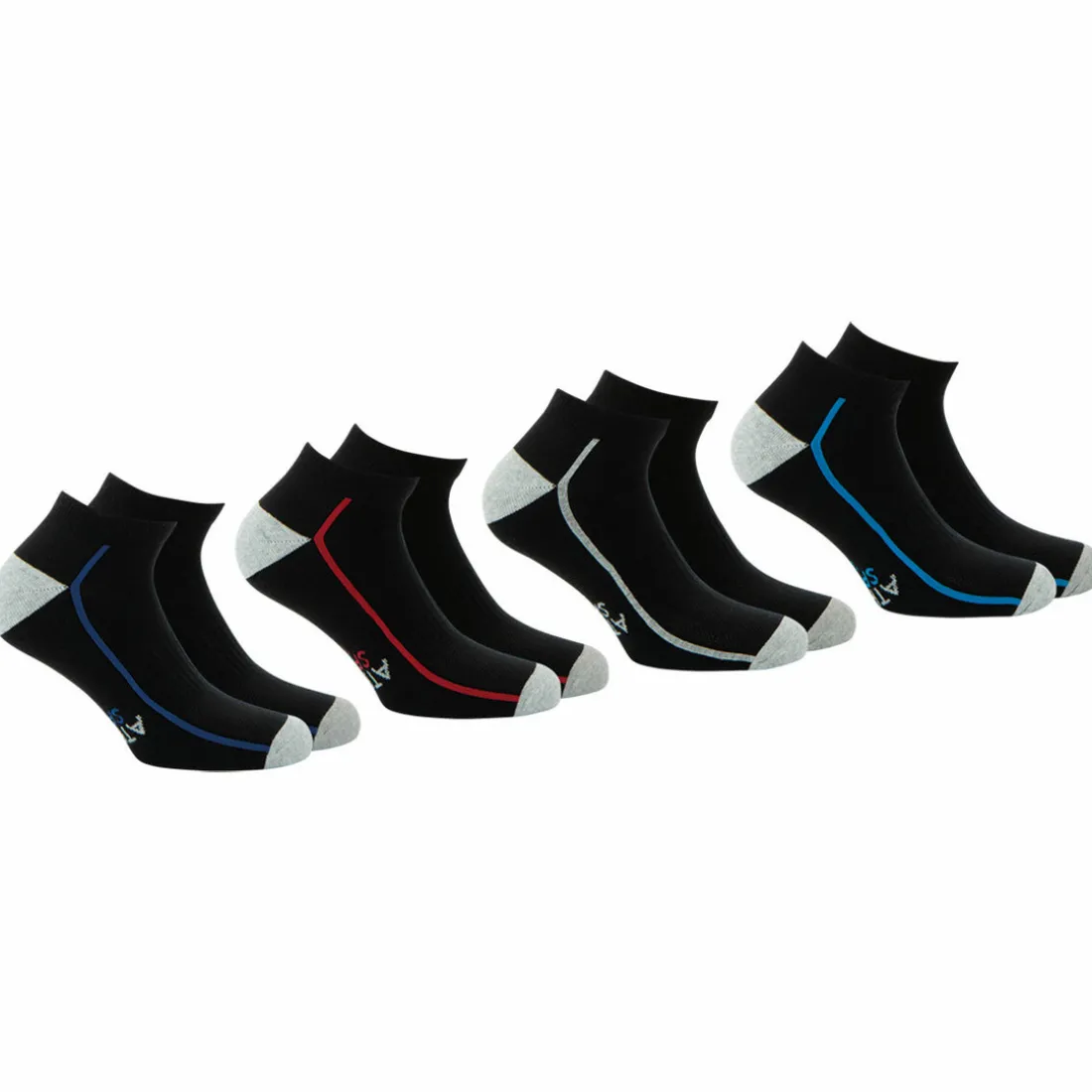 Lot de 4 paires de chaussettes de sport courtes - Noir en coton