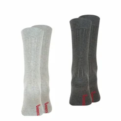 Lot de 2 paires de chaussettes mi-hautes en Coton Peigné gris Fait en France pour homme
