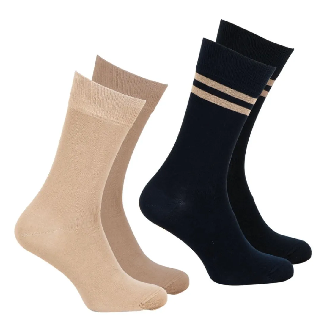 Lot de 2 paires de mi-chaussettes homme Coton Peigné Eminence beige
