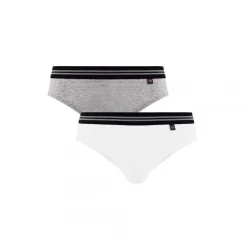 Lot de 2 slips - Blanc et Gris en coton