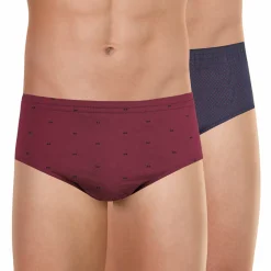 Lot de 2 slips taille haute fermés homme Duo Fantaisie rouge en coton