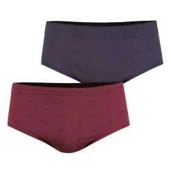 Lot de 2 slips taille haute fermés homme Duo Fantaisie rouge en coton