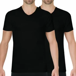 Lot de 2 Tee shirts col V homme Coton Bio noir