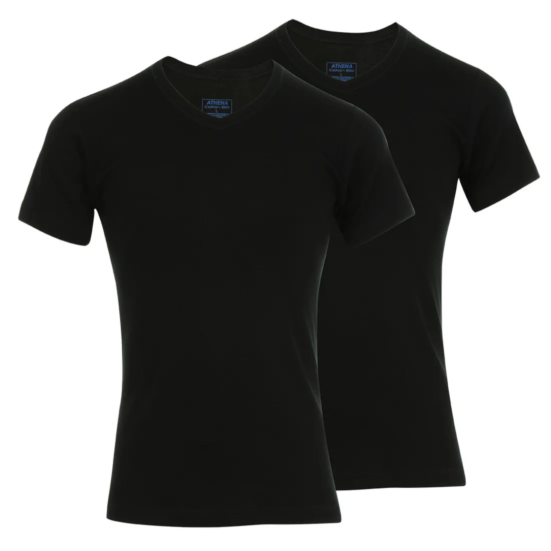 Lot de 2 Tee shirts col V homme Coton Bio noir