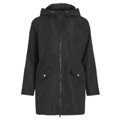 Manteau à capuche et fermeture zippée noir Lina