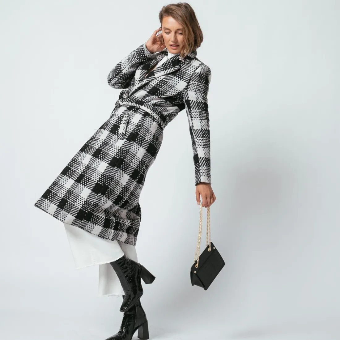 Manteau ceinturé à carreaux Ben